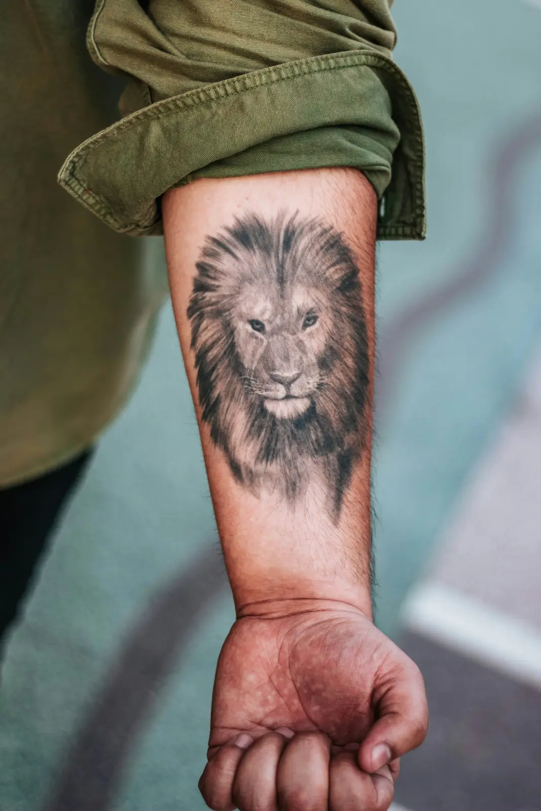 León en negro y gris